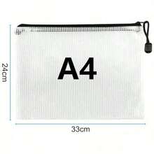 1/5/10pcs A3/A4 Transparent Extra Large Mesh Waterproof Zipper File Bag Document Bag Art Bag, Durable Student And Professional Document Organizer, Ideal For Paper And Test Storage - Black - View 8