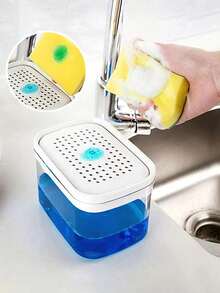 Kitchen Dish Soap Dispenser, Dish Soap Sponge Holder And Sponge, Dish Soap Dispenser, Space-Saving Kitchen Sink Organizer, Suitable For Home Cleaning, Kitchen Accessories, Kitchen Storage, Bathroom Accessories, Cleaning Sponge - Multicolor - View 9