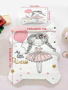 2/3-teiliges süßes Ballerina-Prinzessin-Bettwäsche-Set für Mädchen, rosa Ballon-Polka-Dot-Sterne-Bettbezug-Set, (Twin/Full/Queen/King-Größe) - Verschiedenfarbig - Übersicht 17
