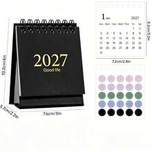 تقويم مكتبي إنجليزي صغير 2027 - ديكور مكتبي بسيط بأسلوب موراندي، تقويم جيب محمول، متوفر بألوان متعددة - تقويم - مشاهدة 6