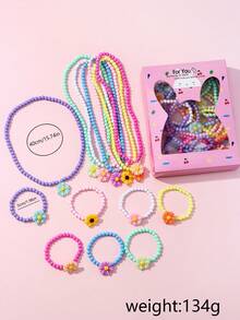 14pcs Kids Daisy Charm Necklace Bracelet Gift Box Set, Girls Jewelry For Daily Holiday Party Birthday Gift - Multicolor - View 5