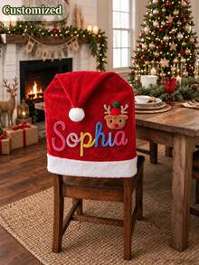 Customized Christmas Chair Covers, Personalized Name Chair Decor, Unique Holiday Gift, Christmas Home Decor, Family Party Accent, Christmas Party Table Decor - Multicolor - View 7