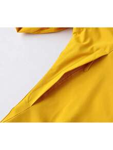 NBCT Women's Urban Functional Adjustable Hood Drawstring Outdoor Softshell Jacket, Dual Side Secure Zipper Pockets, Minimalist Solid Color Light Outdoor Sports Commute Camping Casual Jacket - Sunflower Yellow - View 4