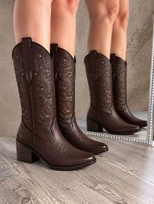 Women Mid-Calf Boots - Cafe - View 1