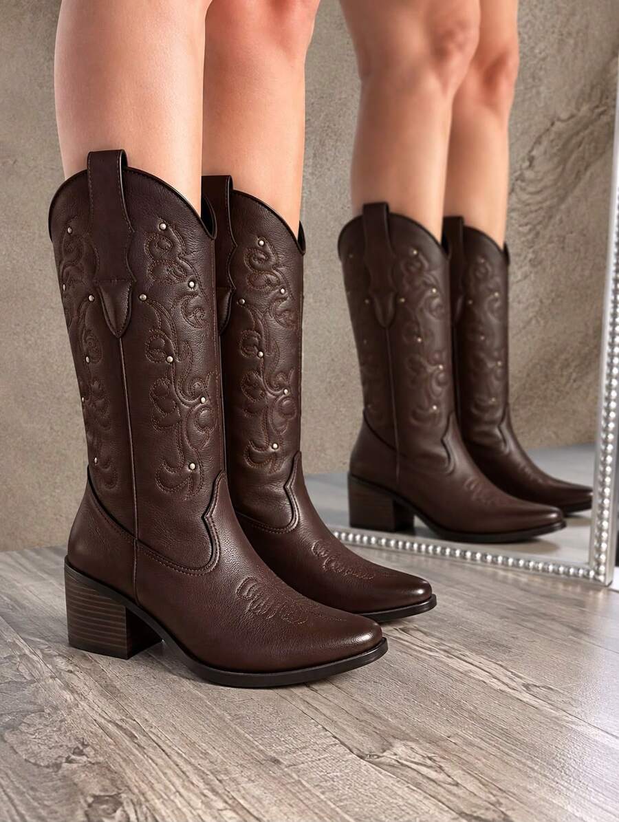 Women Mid-Calf Boots - Cafe - View 1