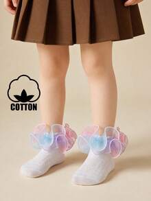 1 Pair Cotton Breathable Colorful Lace Trim Short Socks, Suitable For Girls, All Seasons, Dancewear Accessory - Multicolor - View 6