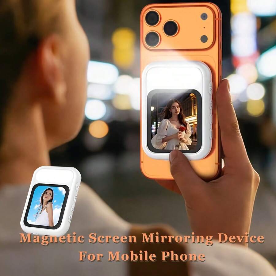 Selfie Screen With Light - Magnetic Selfie Monitor Screen, Suitable For Selfie, Vlog Shooting, Compatible With Apple 15/16/17 Pro, Adjustable Brightness, Touch Control, Wired Instant Connection Phone Holder, Photography Fill Light, Perfect Gift For Friends And Family