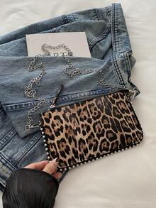 1pc Brown Vintage Leopard Print PU Envelope Crossbody Bag For Women - Brown - View 3
