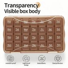 28-Compartment Weekly Detachable Pill Box, 7-Day Morning/Noon/Evening/Bedtime 4-Slot Divided Storage Box, Portable Sealed Light-Proof Pill Organizer For Travel, Medicine And Vitamin Compartment Box - View 3