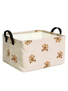 Bear Print Foldable Laundry Basket Set,Large Cylinder&Small Rectangle,Storage Bin,Breathable Dirty Clothes Hamper,Bathroom, Bedroom And Laundry Area;Home, Student And Renter Use,Housewarming, Christmas Or New Year Gift - Multicolor - View 13