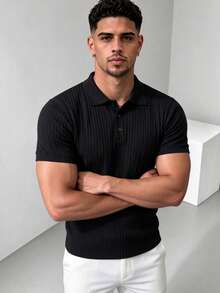 ZYNTH BALENO Men's Summer Short Sleeve POLO Shirt (Jacquard Slim Fit), Suitable For Outdoor Sports, Gym Workouts - Black - View 1