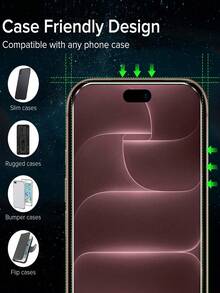 2 Paket Pelindung Layar Kaca Tempered Kompatibel dengan iPhone 18 Pro Max/18 Pro/Duo/17 Pro Max/17 Pro/17/16 Pro Max/16/15 Pro Max/15 Pro/15/14/13/12/11/Xr – Kekerasan 9H, Kejernihan HD, Tahan Gores, Anti Sidik Jari, Bebas Gelembung, Pemasangan Mudah, Pelindung Layar Full-Coverage yang Kompatibel dengan Casing - Clear - View 4