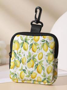 1pc Fruit Print Mini Coin Purse, Zipper Closure Small Pouch With Swivel Hook For Earphones Coins Keys Small Items, Can Hang On Backpack - Multicolor - View 12