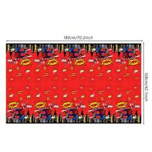1pc 180x108cm Plastic Table Cover, Party Tablecloth, Birthday Party Decoration, Superhero Themed Party Supplies - Multicolor - View 5