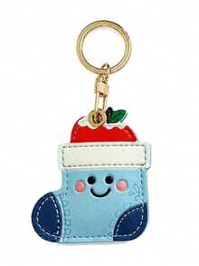 1pc Cute Christmas Socks PU Leather Keychain, Cartoon Fruit Socks Bag Pendant, Backpack Car Key Holiday Key Ring, Christmas Gift - Christmas Stocking - View 12
