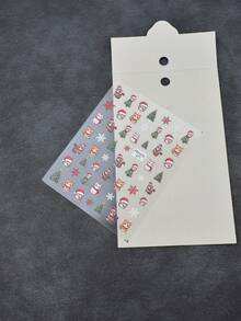 1 buah Stiker Kuku Kartun Kucing Natal Bentuk Kepingan Salju Pohon Natal Hijau Bola Warna-warni Stiker Kuku Permukaan Mengkilap Bentuk Asimetris Gaya Lucu Cocok untuk Pesta Liburan - MultiWarna - View 7