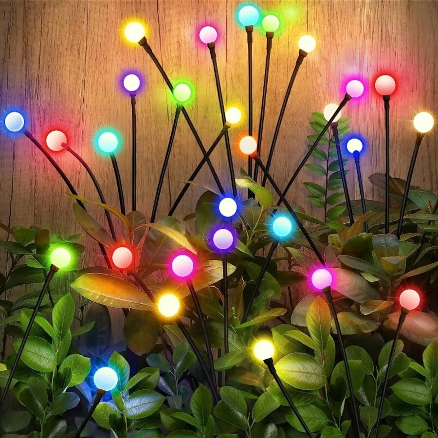 2 Pack Solar-Powered Garden Lights With 6/8/10 LEDs & 900mAh - Firefly