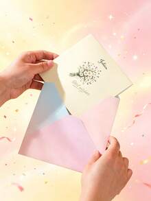 Personalized 3D Pop-Up Floral Greeting Card - Romantic Paper Flower Design, Suitable For Anniversary And Valentine's Day, Love Message Card For Anyone - Single Piece - View 3