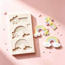 Rainbow Cloud Silicone Mold Non-Stick Fondant Candy Chocolate Baking Tool For Cake Decoration DIY - Light Grey - View 2