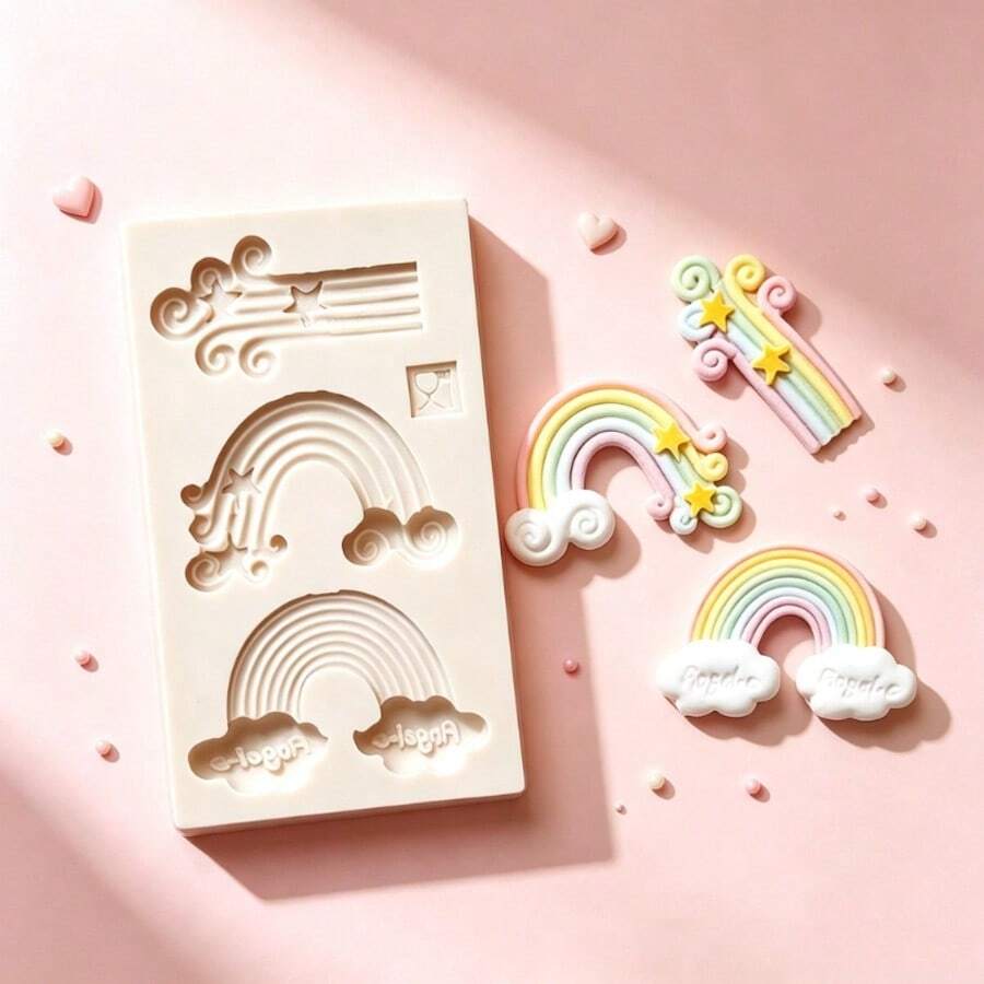 Rainbow Cloud Silicone Mold Non-Stick Fondant Candy Chocolate Baking Tool For Cake Decoration DIY