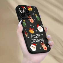 Christmas Element Combination Minimalist Print Phone Case, Black Classic Style Suitable For IPhone11/12/13/14/15/16/16Pro/16ProMax/17/17pro/17ProMax/18pro 18ProMax - Multicolor - View 4