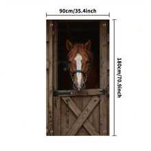 1pc Holiday Door Curtain Banner, Horse Pattern, Perfect For Maintaining Privacy At Hallway Intersections - Khaki - View 8