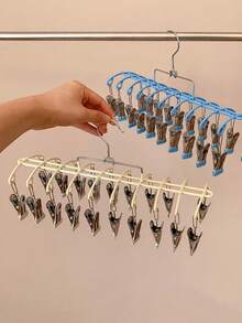 20pcs Metal Clothes Clips Drying Rack, Home Socks & Underwear Drying Rack, Rust-Proof Multi-Functional Balcony Clothes Clips Rack, Portable Small Item Drying Stand, Student Dorm Space-Saving Clothes Clips Storage Rack, Wind-Proof Design, Suitable For Drying Socks, Underwear, Gloves, Scarves, Sturdy & Durable Multi-Clip Clothes Hanger, Practical Home Drying Accessory - View 8