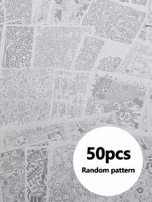 25pcs/50pcs/100pcs Interesting Coloring Drawing Book, Line Drawing Paper, Perfect For DIY Enthusiasts, Social Gatherings, And Interactions. It Can Also Be Used As A Birthday Or Holiday Gift To Pass The Time When Bored In Daily Life - A - View 9