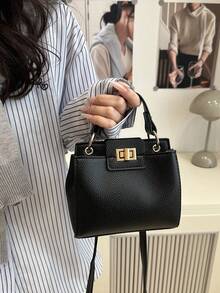 Dedoo New Fashion Casual Latch Handbag, Suitable For Party, Outing, Shopping And Daily Use, - Black - View 4