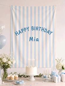 Personalized Striped Party Banner, Birthday Welcome Banner, Customized Design Birthday Wall Decor, Room Decoration Wall Decor, Home Decor, Autumn Home Decor, Cute Party Decoration, Suitable As Birthday Gift, Holiday Gift, Anniversary Gift - Multicolor - View 10