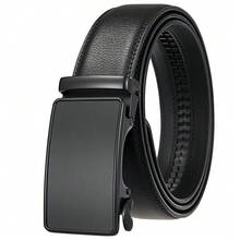 Genuine Leather Automatic Buckle Belt For Men, Cowhide Formal Belt, Simple Business Style, Adjustable Length, Ideal Gift Choice For Summer, Autumn, Christmas And Winter - 163-186 - View 7
