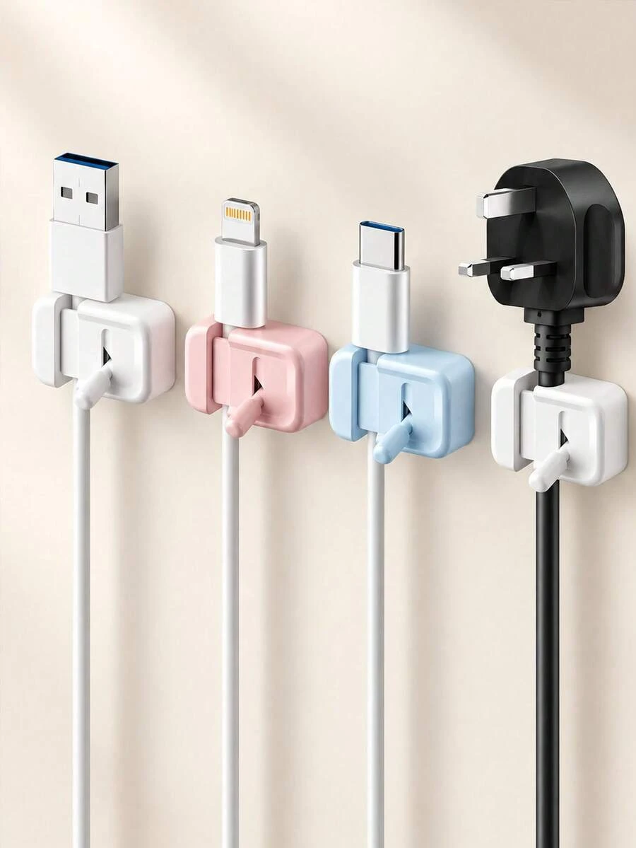 1/6pcs Toggle Switch Cable Organizer, Desktop Hook, Car Data Cable Storage Clip, Phone Charging Cable Clip, Plug Holder, Multi-Function Cable Manager, Suitable For Desktop, Car, Home And Office - Multicolor - View 1