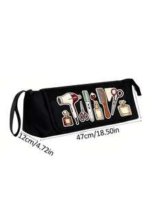 Heat-Resistant Hairdressing Tool Storage Bag - Travel Felt Organizer Bag With Heat-Insulating Pad, Compact Storage Pouch For Curling Iron, Hair Straightener, Flat Iron, Blow Dryer And Styling Tools, Multi-Compartment Design, Travel Hair Accessories, Fashionable Design, Zipper Closure, Straightener And Curler Set, Pencil Case, Convenient For Travel - Multicolor - View 12
