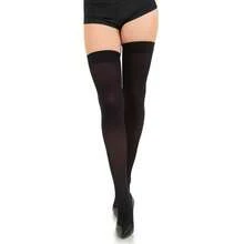 1 Pair Women's Velvet Thigh High Socks, Soft Stretch Thigh High Stockings, Stay-Up Elastic Cuff For Fall Winter, Party, Cosplay & Daily Wear - Black - View 3