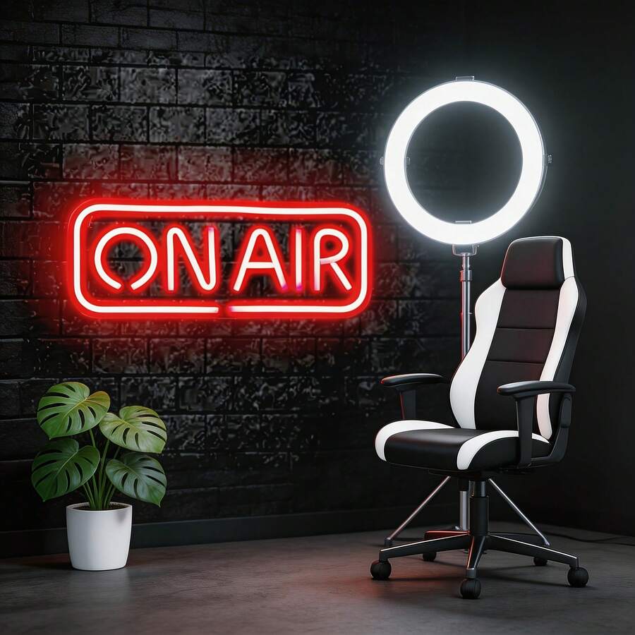 Live Stream Neon Light - USB Powered LED Wall Decor, Suitable For Live Streaming, Gaming, Broadcasting And Music Studio, Red Light, Compatible With Laptop, Game Console And More, Essential For Gaming Setup | Vibrant Neon Light | USB Powered Light - Style 1 - View 1