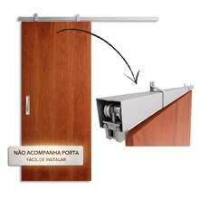 Kit Porta De Correr Até 80cm Natural Trilho 1,6mt Bipartido - A - Visão 2
