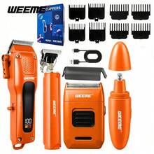 4PCS Professional Hair Clipper Set, Cordless Electric Trimmer With LED Display, 8 Guide Combs, USB Rechargeable Barber Kit For Men - Orange - View 8