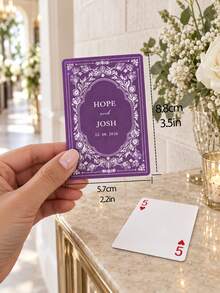 1pc Personalized Custom Name Date Wedding Poker Cards, Vintage Black Floral Back Playing Cards, Wedding Favor Gift For Couples, Party Game Home Decor - Multicolor - View 3