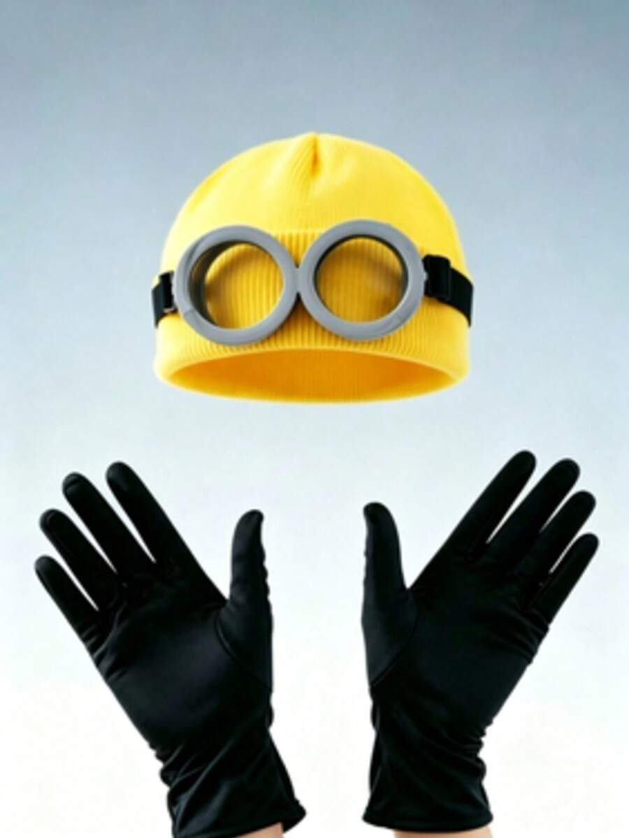 3pcs Cosplay Glasses & Knit Hat Set, Halloween Christmas Party Costume Props - Multicolor - View 1