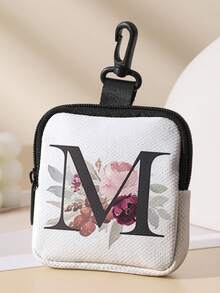 1/2pcs Letter Print Mini Coin Purse, Zipper Closure Small Pouch With Swivel Hook For Earphones Coins Keys Small Items, Can Hang On Backpack - Multicolor - View 21