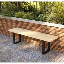 Elegante Banca Resistente Exterior de Madera Maciza y Metal.Pie de Cama King Size, Comedor, Terraza, Jardín.Estilo Moderno Minimalista.(Pino Natural G 1.50 m) - Amarillo - Ver 1