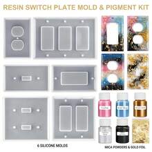 12pcs Light Switch Cover Silicone Mold Set (Mold & Mica Powder Set Combination), Standard Light Switch Cover Socket Resin Mold, DIY Switch Cover, Socket Bottom, Home Decor, Fun Home Decor, Atmospheric, Cute, Casual Life, Creative Gift - Multicolor - View 9