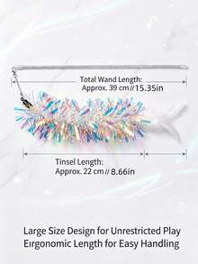 1pc Iridescent Laser Rain-Like Cat Teaser Wand, Extra Long Handle With Bell, Durable Chew Toy For Cat Interaction, Stimulates Hunting Instinct - View 9