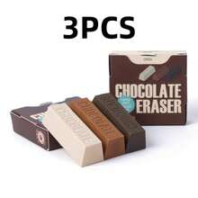 Chocolate Eraser 3-Color Set, Soft Dust-Collecting, Art Drawing, Writing Office, Cute Creative Stationery, Clean Erasure With Less Residue - Multicolor - View 9