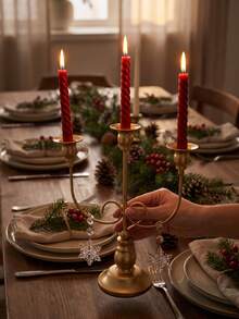 3 Arms Metal Candelabra, Vintage Taper Candle Holder, Table Centerpiece Decor For Christmas Wedding Dinner Party, Vintage Candlestick, Metal Candle Stand, Table Centerpiece, Christmas Table Decor, Rustic Home Decor, Dinner Party Candle Holder. - Fashion Design - View 15