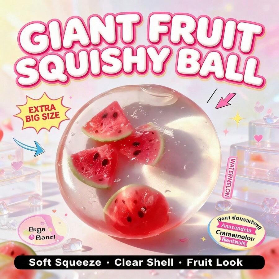 Squishy-Glossy Crystal‑Clear Round , Juicy Vivid Realistic Fruit‑Slice , Soft Springy Portable Hand‑Held ,Squishy,Party Favors For Kids,Finger‑Operated Hand Tool, Ideal Gift For Birthday, Party, - Multicolor - View 1