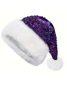 Shiny Christmas Ball Cap With Plush Pom Pom - Adult Holiday Party Costume Accessory - Multicolor - View 10