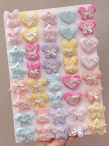 6/12Pcs Sweet Plush Hair Clips, Sparkling Heart Star Rabbit Butterfly Hair Clips, Cute Bow Decor Children Hair Clips, Sweet Dopamine Style Girls Hair Accessories, Suitable For Daily/Outing/Party Use. - Multicolor - View 1