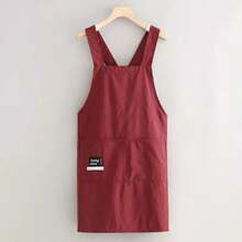 Black Waterproof Oil-Proof Cross-Back Apron, Cargo Style Style For Cooking, Baking, Kitchen Use, Unisex - Multicolor - View 13