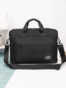 Business Briefcase For Work, Premium Luxury Style, Document Storage, Handheld Canvas Laptop Bag, Commuter Crossbody Bag With Trolley Strap - Multicolor - View 2